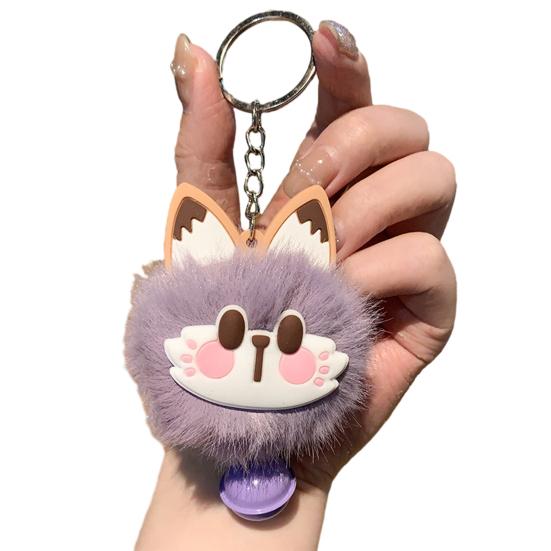 Keychain Rabbit Ear Soft Plush Ball Charm Key Chain Car Keys Bags Backpacks Kids Travel Accessories Stress Relief Gift