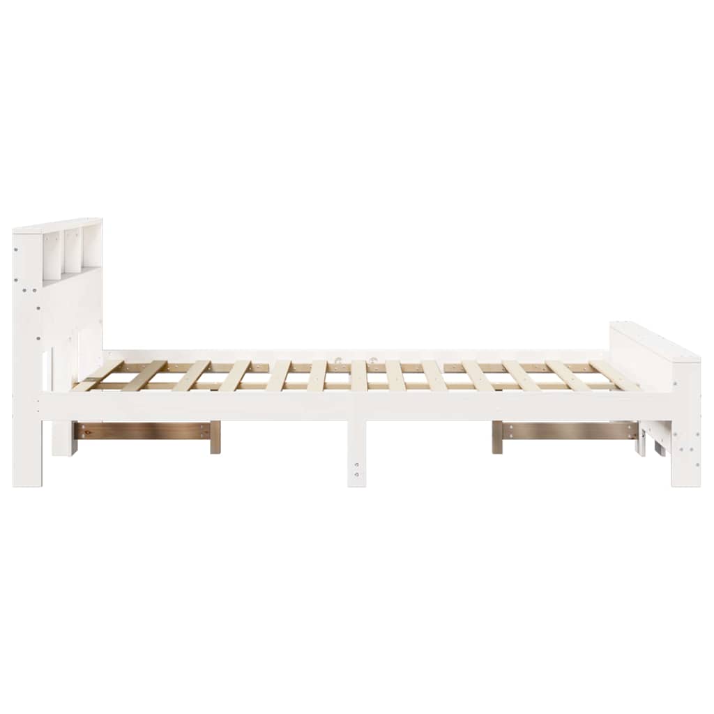 Platform Bed Frame with Headboard White 140 x 200 cm Wood Based Material