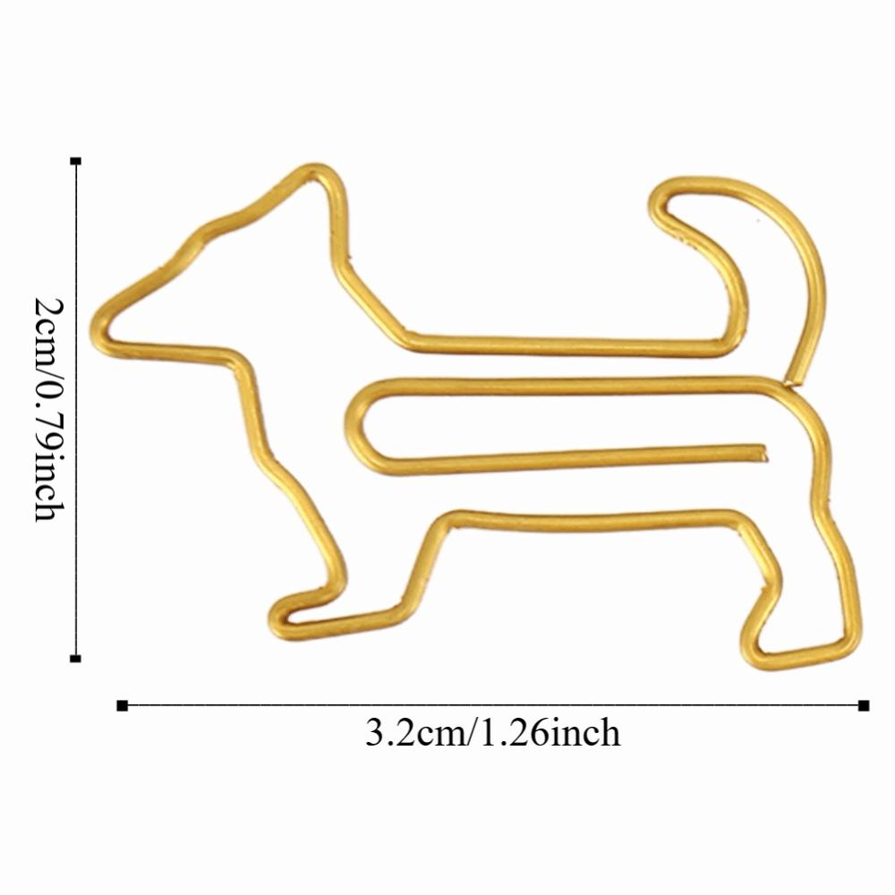 100Pcs Gold/Silver Dog Shape Paper Clips Dog Shape Portable Paper Clips Cute Paper Clips  Stationery
