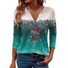 Women's Casual Fashionable Sexy Comfortable V-Neck Christmas Three-Quarter Sleeve Top
