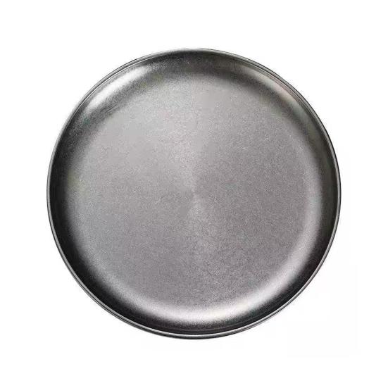 Vintage Round Tray Steel Stainless Tray Steak Barbecue Serving Serving Plate S