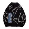 Autumn and Winter New Loose Cartoon Printed Couple Knitted Sweater