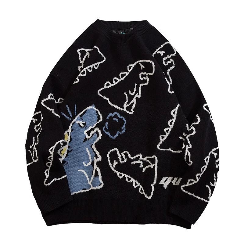 Autumn and Winter New Loose Cartoon Printed Couple Knitted Sweater