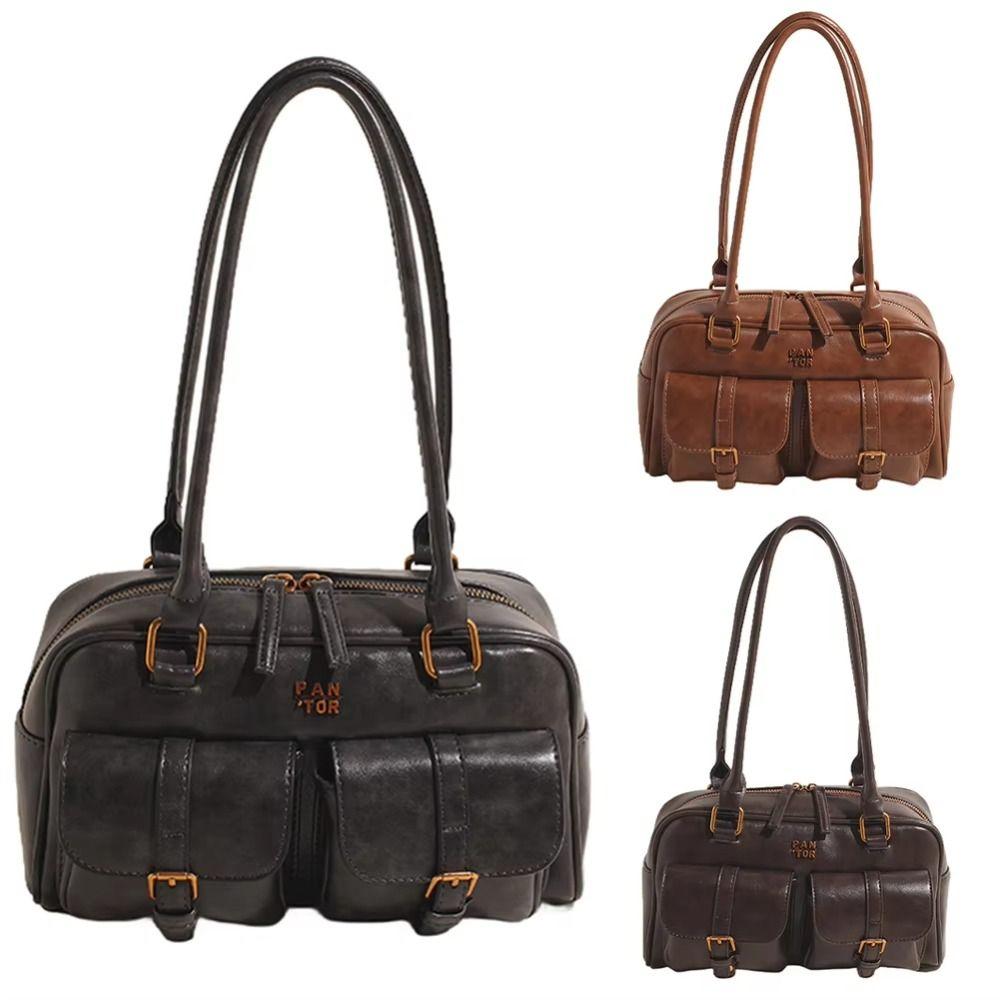 Handbag Pocket Boston Tote Bag Korean Style Underarm Bag All-match PU Bowling Bag  Women