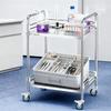 VEVOR Stainless Steel Cart, 2-Tier Rolling Lab Utility Cart with Lockable Wheels, Medical Serving Trolley Clinic Tray