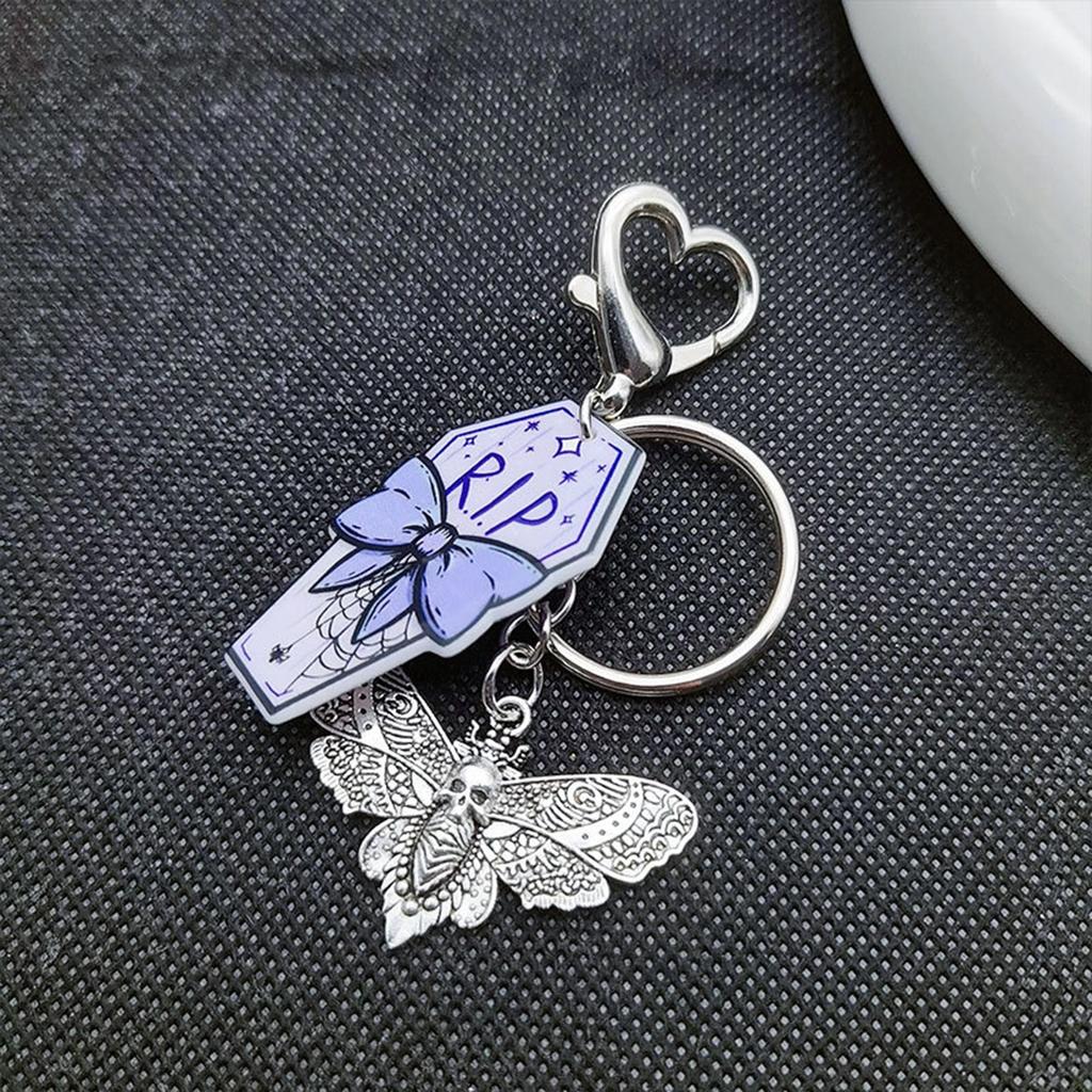 Heart/Skull Butterfly Key Ring Purse Decoration Handmade Metal Keychain Fashionable Women Girls Handbag Accessory