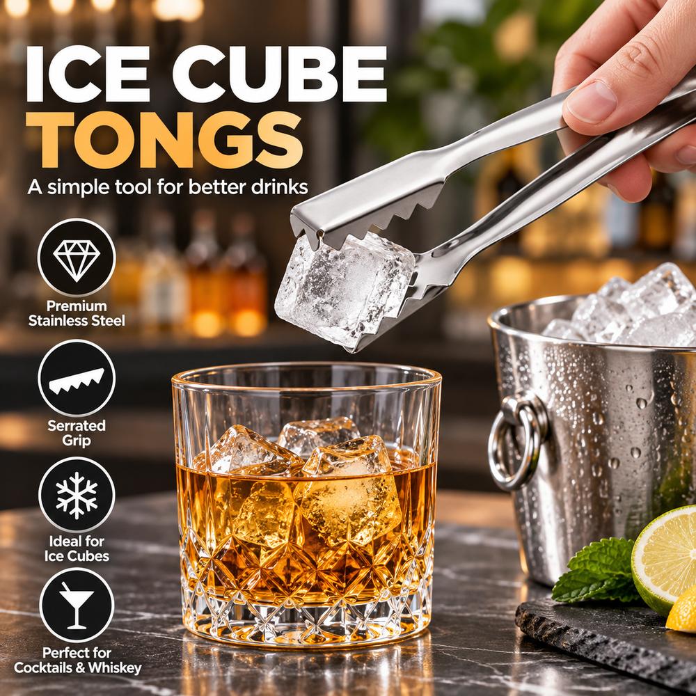 Serrated Tips Ice Cube Tongs 304 Stainless Steel Serrated Tongs Coffee Bar