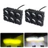 1/2pcs 6 LED Motorcycle Fog Lights Dual Color Waterproof Driving Spotlights Auxiliary Work Lamp for Motorbike Offroad Truck