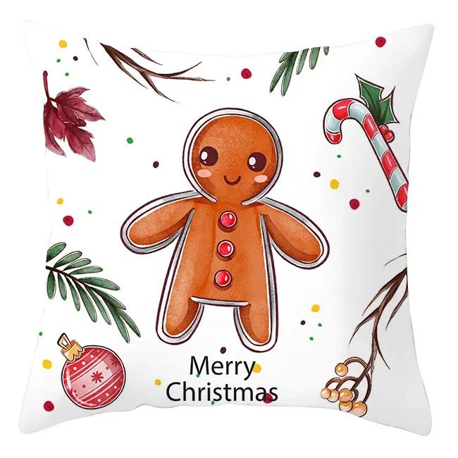 Federa per Cuscino di Natale Cartone Animato Babbo Natale Pan di Zenzero Auto Copricuscino Ghirlanda di Natale Casa