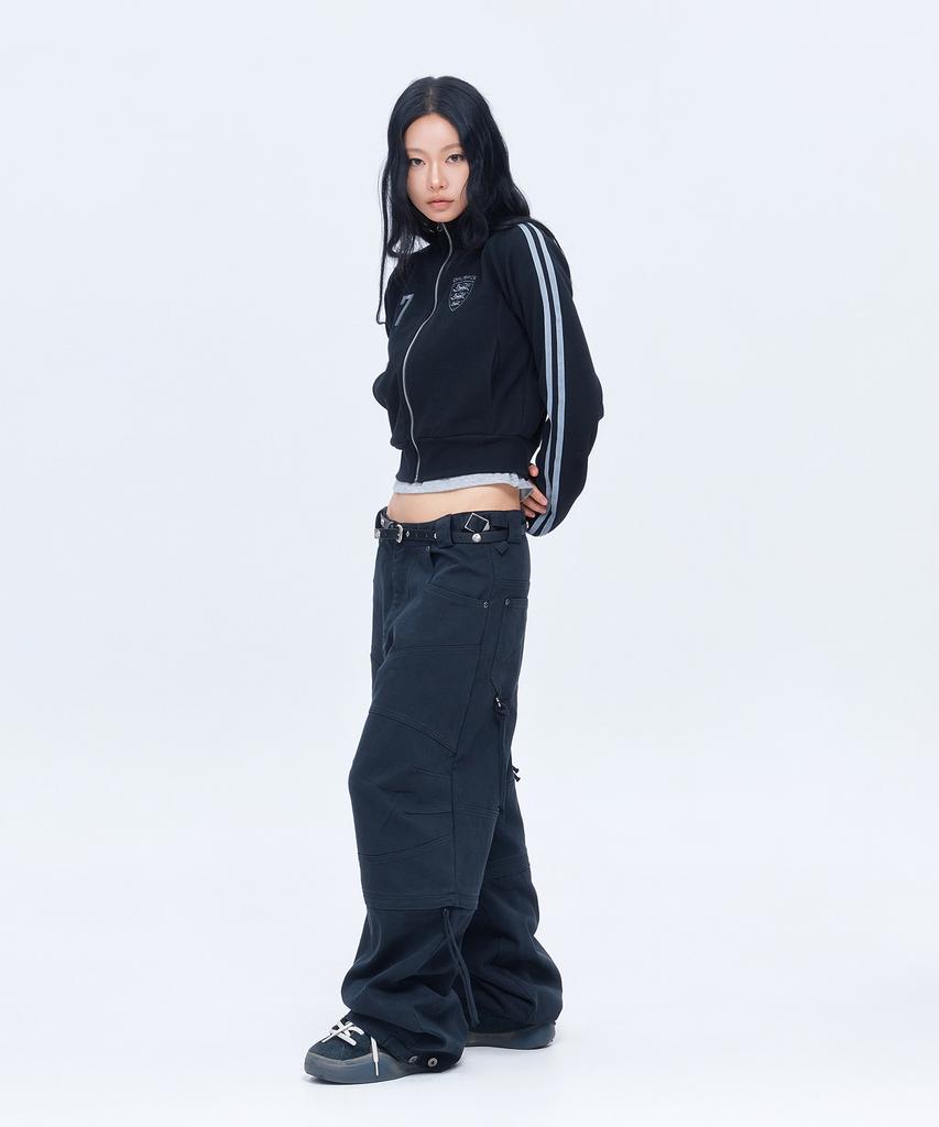 DAUSPICE (Duc) Waffle Cropped Track Top Black