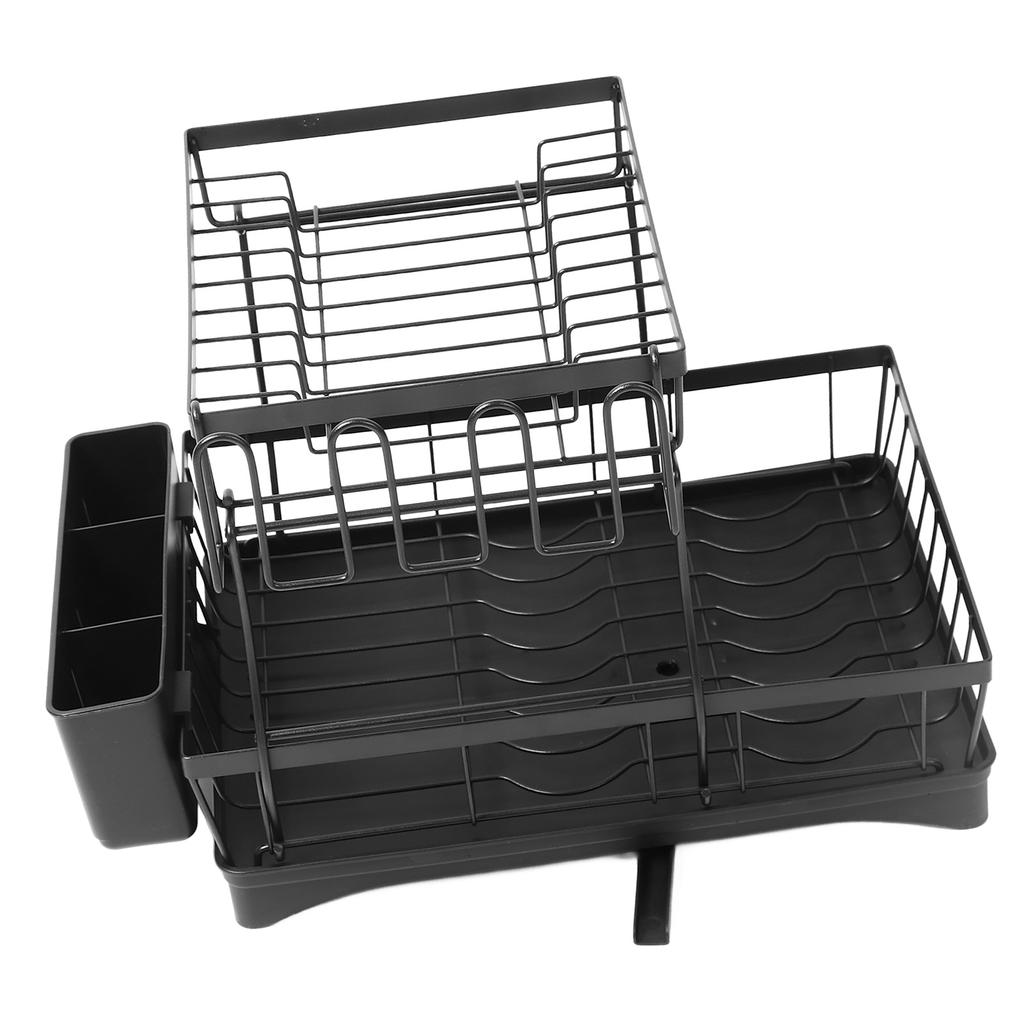 Dish Drying Rack Multipurpose Large Capacity Strong Load Bearing 2 Tier Dish Rack with Drainboard fo