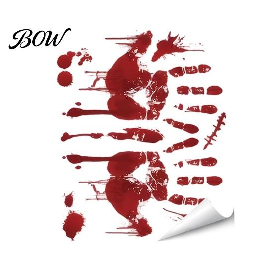 Immersive Horror Party Supplies Halloween Stickers, with Spooky Handprints Footprints Printed, PVC Scary Footprint Decals Self-adhesive Decals,