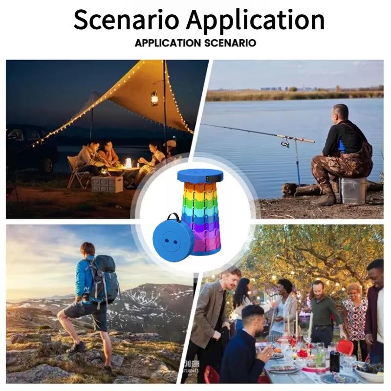 2025 1 Stück Regenbogen Klapphocker Verstellbare Höhe PP-Material Tragbar Zusammenklappbar Kompakt für Camping Angeln Outdoor-Aktivitäten