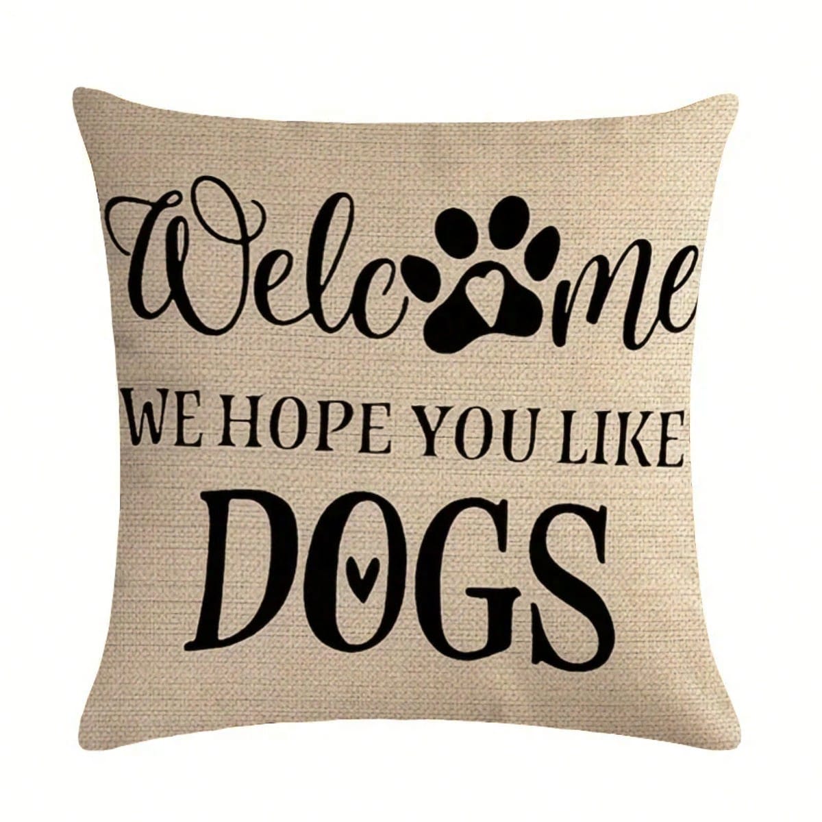 Hondenliefhebber Kussensloop Set, Pootafdruk Kussenhoes, Grappige Hondencitaten Decoratie, Huisdier Huis Accent, Dierenprint Cadeau Peach skin 18*18(CM)-1Pcs beige