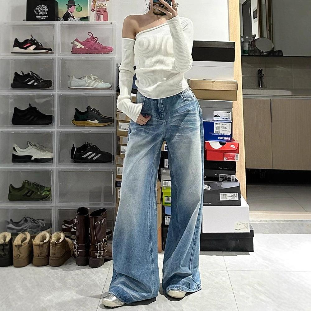 Big Yards High Waist Wide Leg Jeans Women Summer Loose Versatile Dragged Floor Thin Straight Pants Retro Street Style Baggy Long Jeans for Ladies