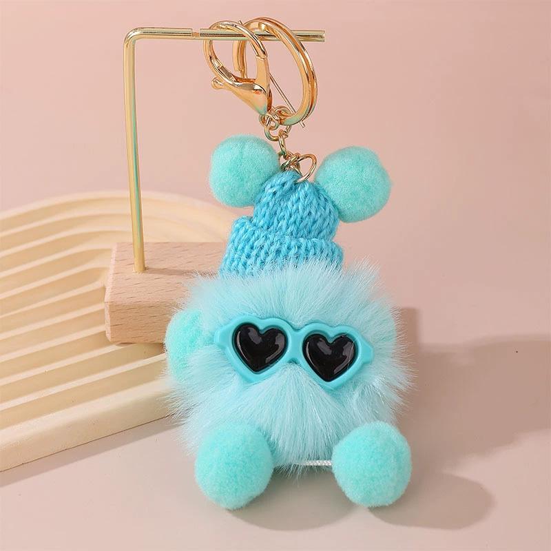 1PC Elfin Cute Backpack Charm Multicolor Plush Handbag Decoration Small Briquettes Keychain Key Chains
