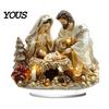 Religious Holiday Gift Christmas Theme 2D Ornament, Double-sided Acrylic Decoration, Desktop Decor Stable Base Ornament for Home Office Table Standing
