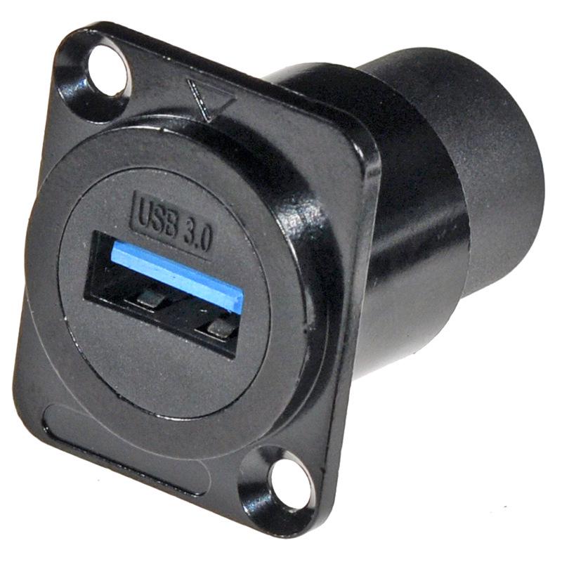 USB 3.0/2.0 Round Panel Mount Female Socket Adapter