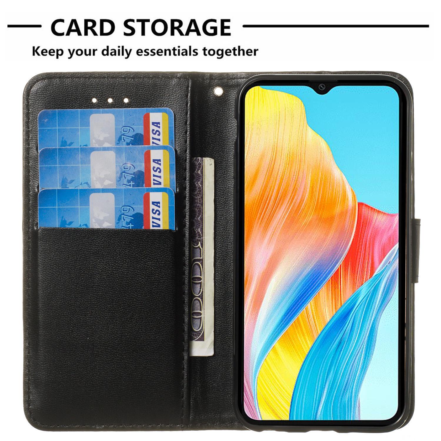 

B40 For Oppo A38 4G/A18 4G Case PU Leather+TPU Well-protected Phone Wallet Cover Black