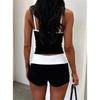 Women Casual 2 Piece Short Clothes Suits Slim Fit Streetwear Fashion Sleeveless Camisole   Fold-Over Micro Shorts Set Outfits