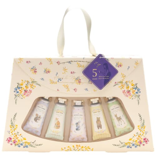 Koji Company Hand & Nail Cream (5-Pack) Gift Box Set (5 Scents) Natural Zoo Yellow 5ml x 5 Bottles (Product Number: 172724)