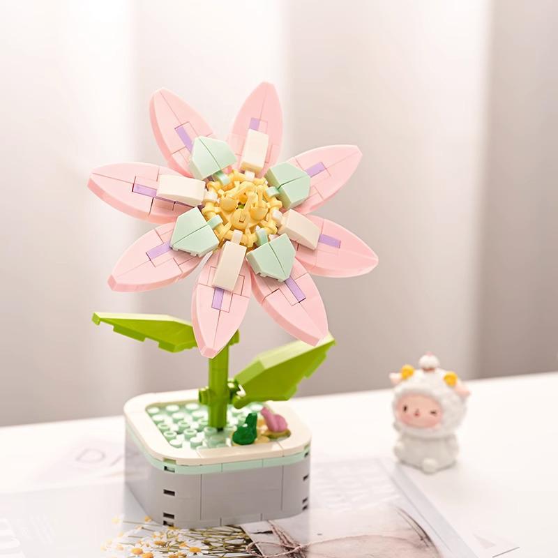 Music Flower Box Compatible Building Blocks Bouquet: Sunflower & Carnation Toy for Children and Teachers