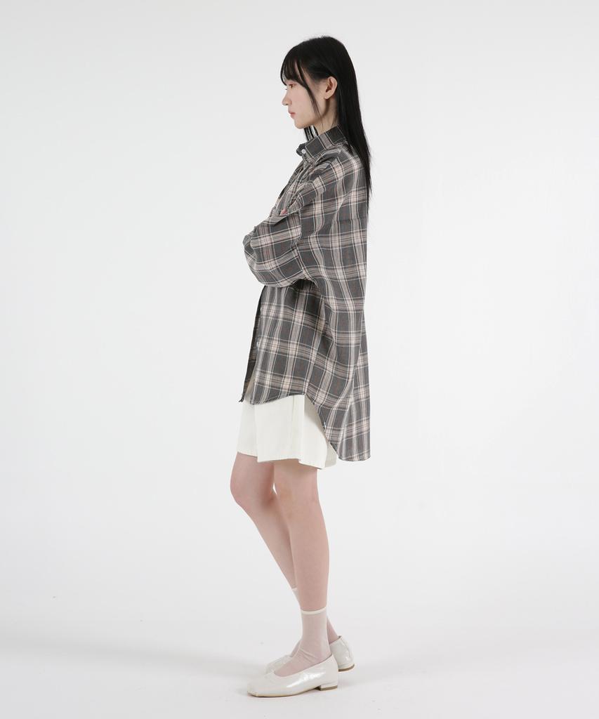 UMM Women'S Pocket Oversized Check Shirt 2 Colors