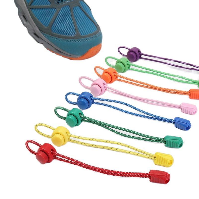 New1 Pair No Tie Shoelaces 1 Second Fast Round Plastic Lock Elastic Shoelace Suitable for All Sports Shoes Accessories Lazy Lace