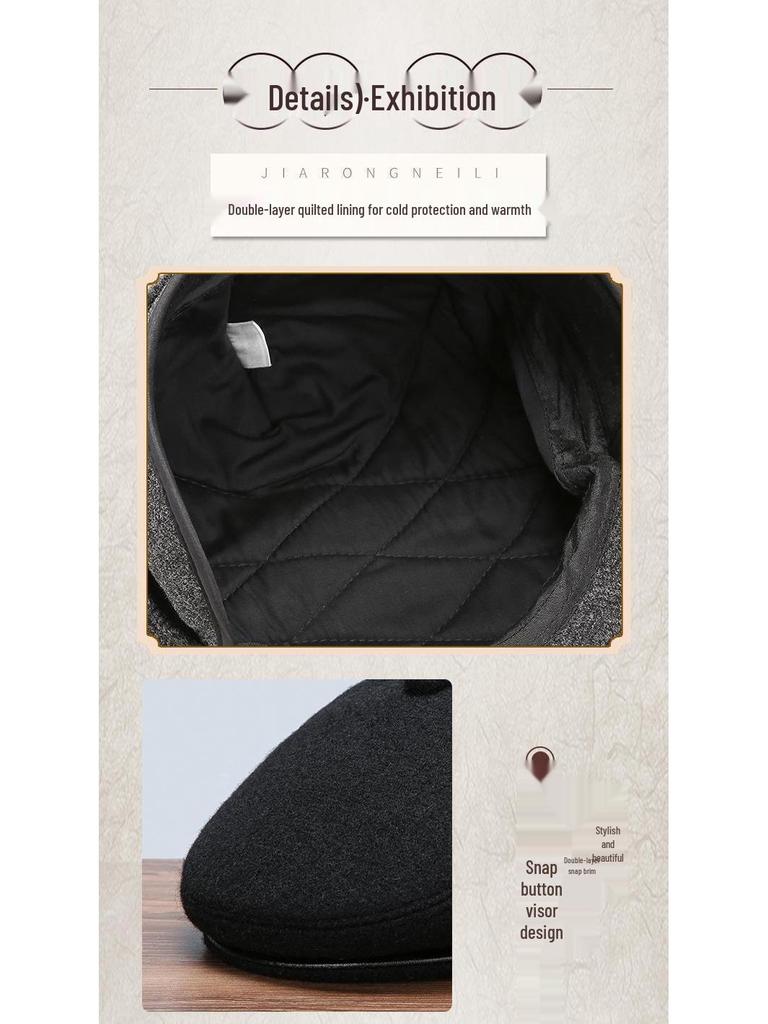 Men's Autumn & Winter Leather Beret - Warm Middle-Aged & Elderly Outdoor Fashion Cap