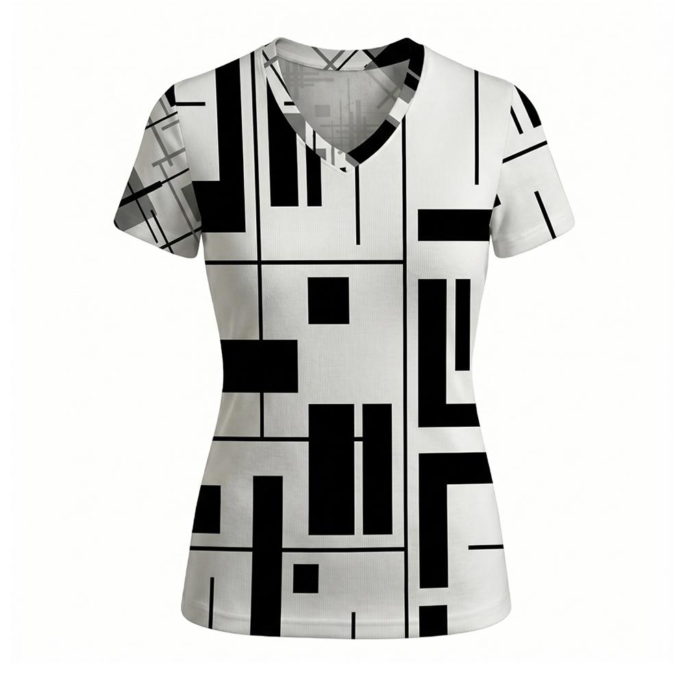 Women's Geometric Abstract Print V-Neck T Shirt Daily Casual