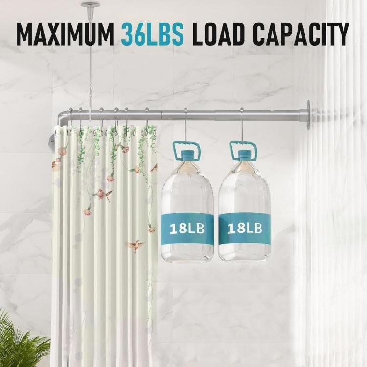 Pack of 2 Stainless Steel Shower Curtain Rod Brackets Adjustable Length Ceiling Mounted Support for Bathroom Wall