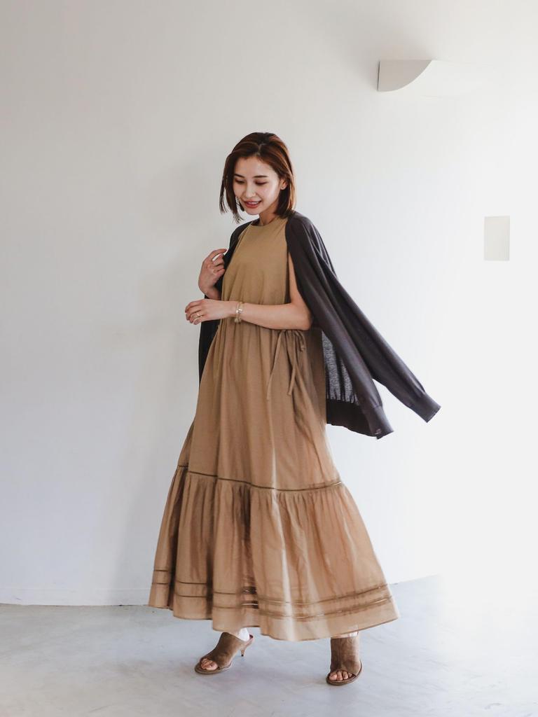 Life Store by Dress by BEAMS Tiered Sleeveless Maxi Dress BEIGE M [Beaming BEAMS] BMING Women's