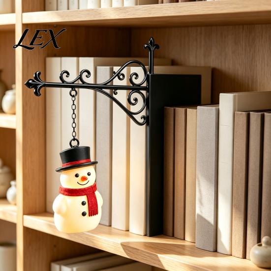 Battery Operated Bookshelf Lamp Christmas Lamp, Nook Light with Warm LED Nightlight, 3D Printed Shade, Cordless Book Vintage Hidden Metal Base,