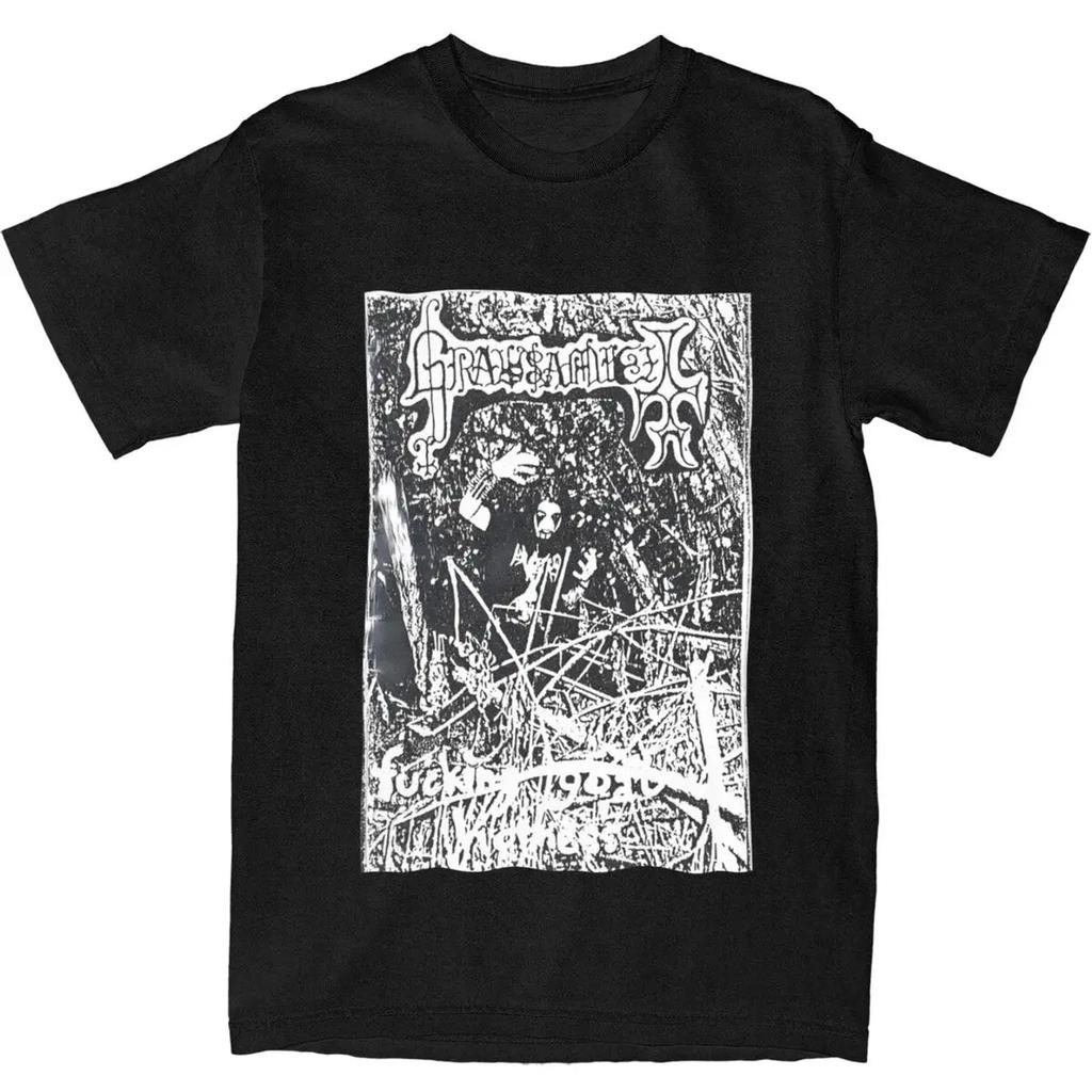 Sommarmode herr T-shirt Grausamhet musik black metal gotisk T-shirt Herr avslappnad lös ren bomullstopp