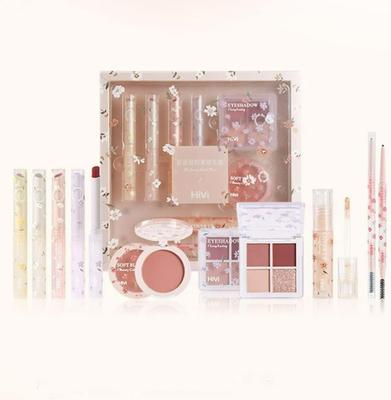 HiVi Full Makeup 8-Piece Set: Includes 4 Lipsticks, 2 Eyebrow Pencils, 1 Concealer, 1 Blush, and 1 Eyeshadow Palette. Long-lasting Makeup Set,