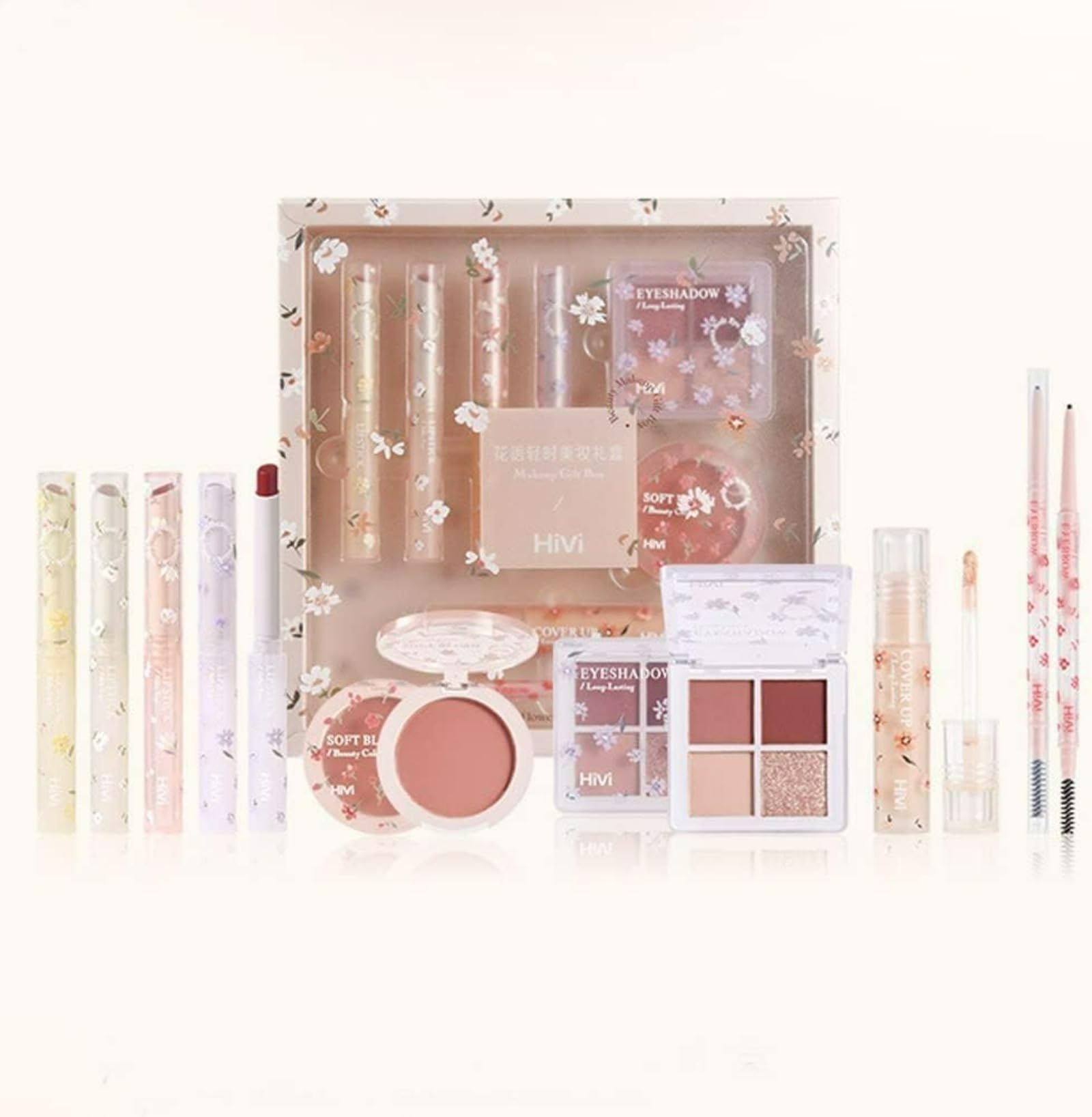 

HiVi Полный набор для макияжа 8 предметов 4 помады, 2 карандаша для бровей, 1 консилер, 1 румяна, 1 палетка теней Долгостойкий набор для макияжа