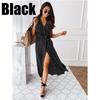 Short-sleeved V-neck Summer Fashion Sexy Casual Long Skirt Bohemian Polka-dot Print Dress EMA