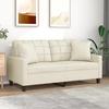 VidaXL 2-seater Sofa with Cream Pillows 140 Cm Faux Leather, Sofa, Loveseat, Living Room Sofa, Sofas, Upholstered Sofa, 3200804