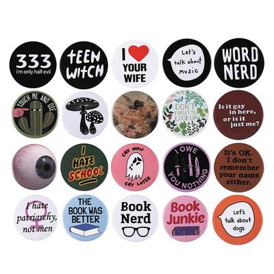 30 Stile Lustiges Buch Auge Blech Anstecknadeln Ich hasse Schule Button Brosche Reversabzeichen Cartoon Schmuck Geschenk für Freunde