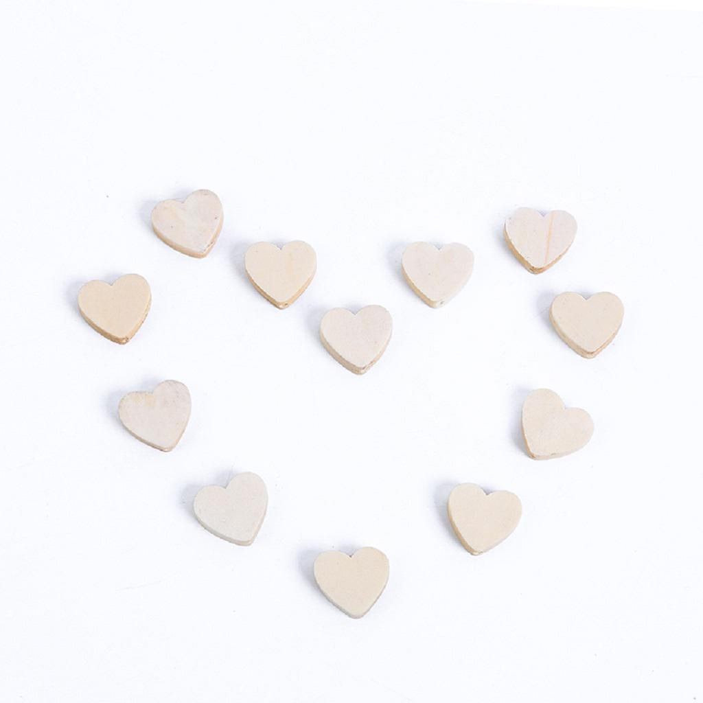 50Pcs Natural Wood Spacer Loose Beads Love Heart Shape DIY Jewelry Findings