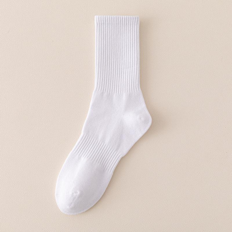 Men's Medium Tube Solid Color Cotton Socks - Black & White, Deodorant & Sweat-Absorbing Sports Socks for Boys.