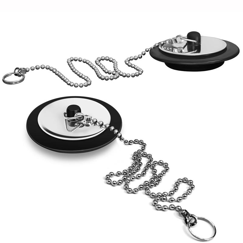 2 PCS Universal Sink Plug, Bath Plug Replacement, Kitchen Sink Plug Replacement, 40cm Chain
