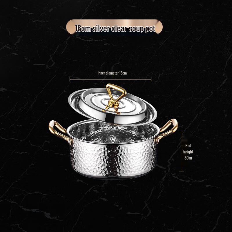 Naijiang 304 Stainless Steel Hammered Hot Pot with Handles
