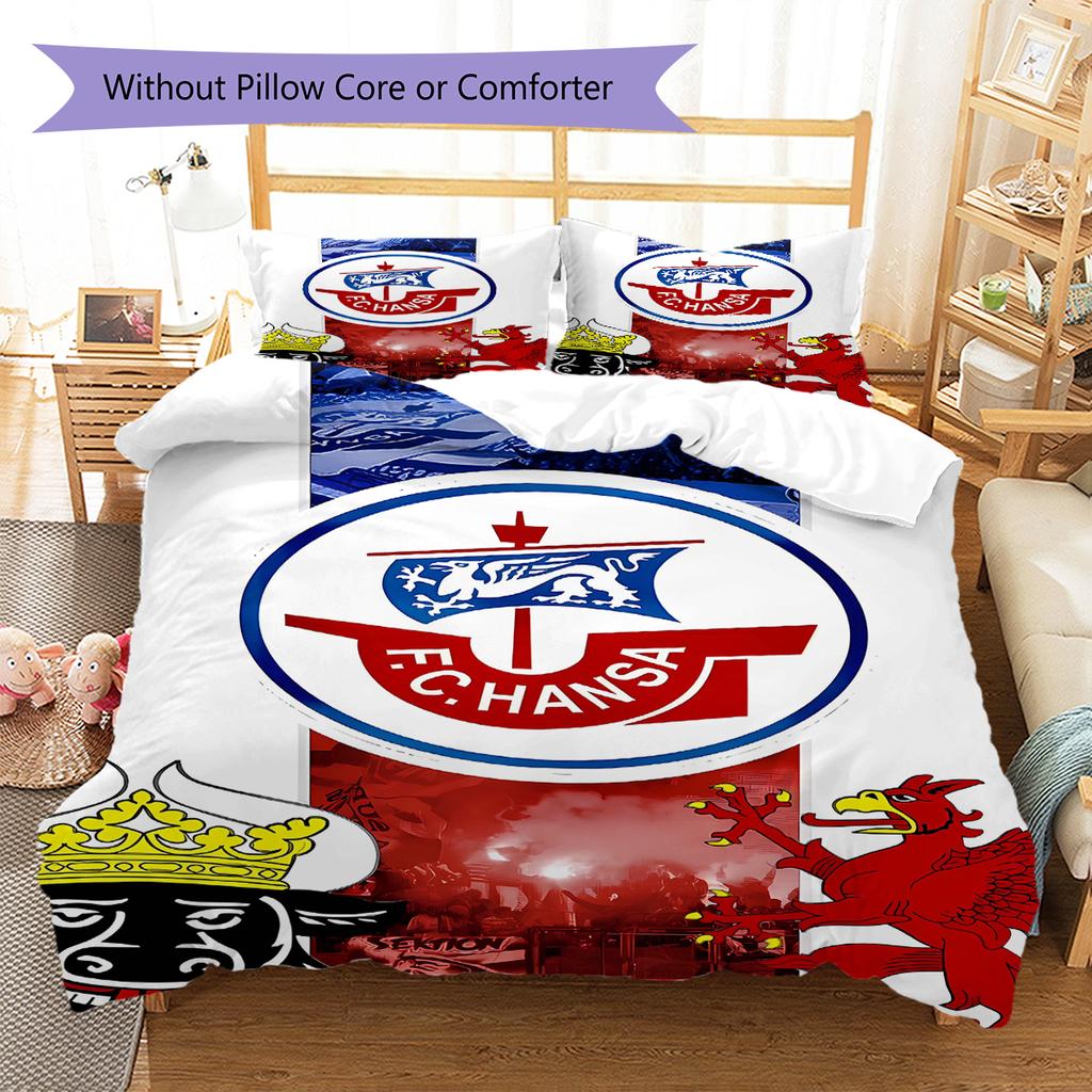 FC Hansa Rostock Pattern Bedding,Quilt Set Quilt Cover Pillowcase Home Birthday Gift (1 * duvet cover + 2 * pillowcase, without core)