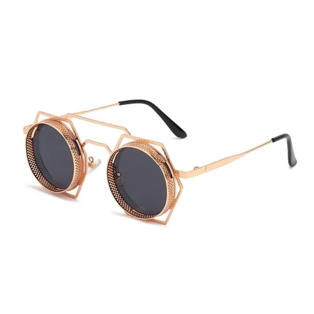 

Punk Style Metal Frame Sunglasses Hexagonal Eye Protection Black Shades Glasses Anti-UV 400 Travel Accessories Retro Sunglasses