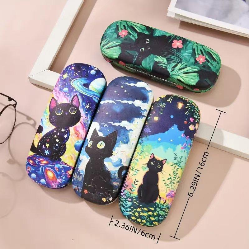 Storage Box Cartoon Sunglasses Box Kitten Glasses Case Pu Leather Eyewear Holder For Teens Storage Fashion Accessory Gift Idea