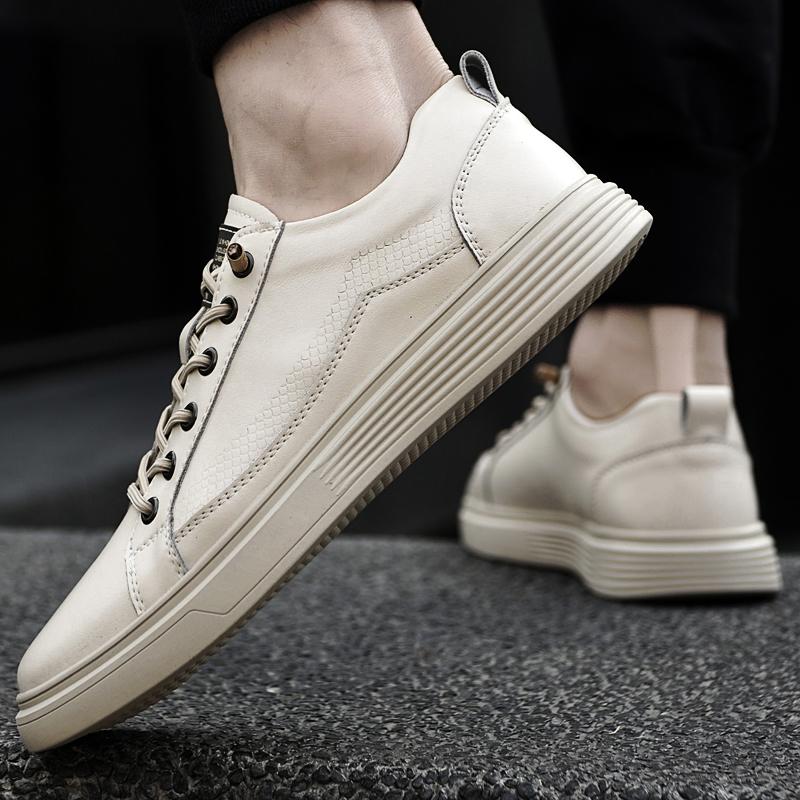 Fashion Autumn And Winter Men Genuine Leather Shoe Comfy Anti -Slip Casual Leather Flats Classic Trendy Versatile Outdoor Walking Shoes