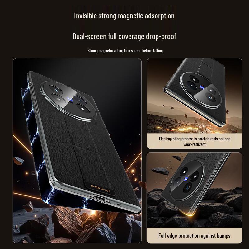 Pi Pi Ke Leather Wristband Stand Phone Case for vivo X Fold5