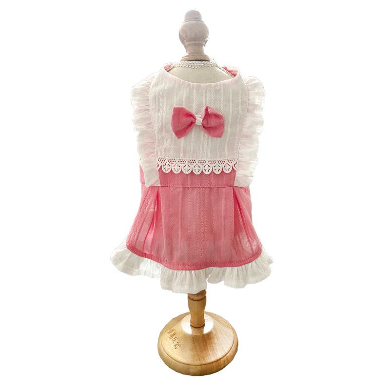 Pet Lotus Leaf Lace Dress Cat Ear Lace Dress Dog Summer Clothes Teddy Bears Schnauzer Small Puppy Spring/Summer Thin