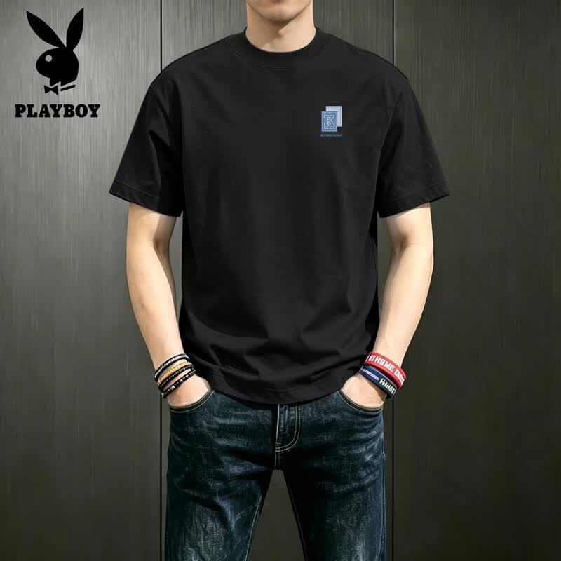 PLAYBOY Men's Pure Cotton Loose Fit Short Sleeve T-Shirt
